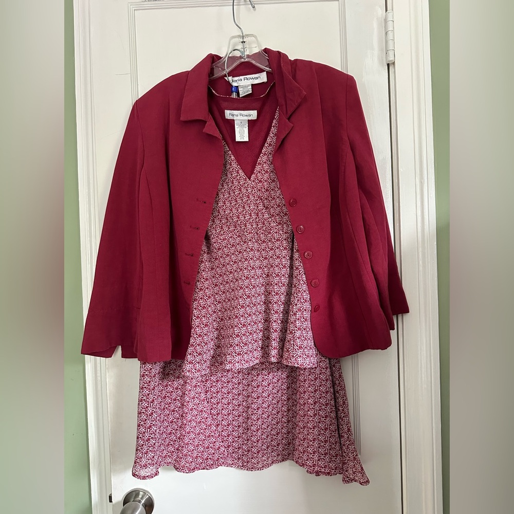 Rena Rowan Red and Pink Dress with Blazer